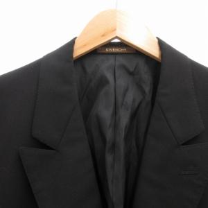 GIVENCHY 美品 シングル テーラードジャケット ブレザー 2B ノーベント ウール モヘア混 黒 ブラック GY09