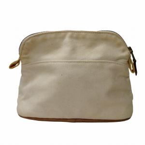 HERMES ボリードポーチ キャンバス レザー 小物入れ アイボリー
