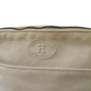 HERMES ボリードポーチ キャンバス レザー 小物入れ アイボリー