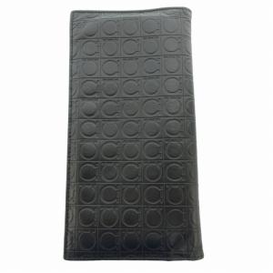 長財布 ウォレット ガンチーニ 総柄 レザー イタリア製 黒 ブラック