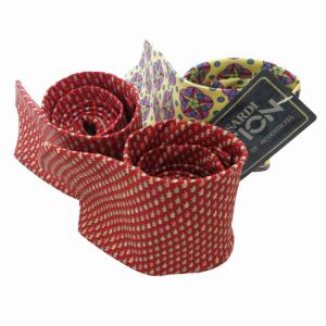 等 ネクタイ おまとめ3点セット カジュアル 絹 シルク 総柄 赤 レッド 黄 イエロー