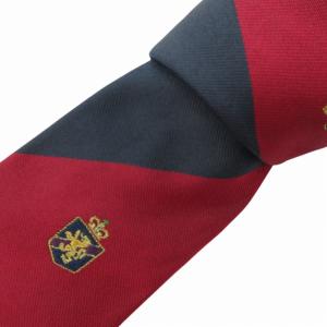 美品 スクールネクタイ 絹 シルク 総柄 赤 レッド