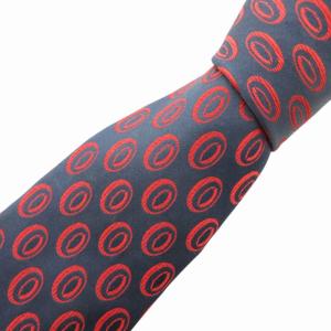 CARAVATES 美品 ネクタイ ビジネス 総柄 絹 シルク 紺 ネイビー 赤 レッド