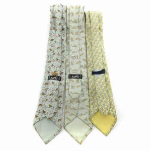 HERMES ネクタイ3本セット レギュラータイ 絹 シルク 総柄 ホース柄 マルチカラー