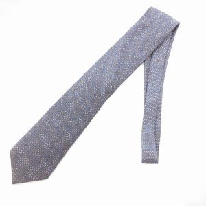 HERMES 美品 ネクタイ レギュラータイ 絹 シルク 総柄 ストーン柄 青 ブルー