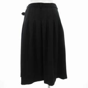 BURBERRY LONDON タグ付き フレアスカート ベルト付 ひざ丈 44 L 黒 ブラック