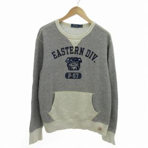 スウェット トレーナー Vガゼット 裏起毛 プリント 長袖 LG グレー