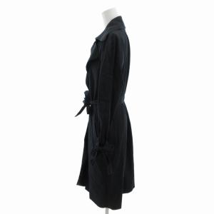 BLUE LABEL CRESTBRIDGE トレンチコート ベルトリボン 裏地花柄 38 M 黒 ブラック