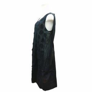 HaaT ISSEY MIYAKE キャミソールワンピース ひざ丈 フロント総柄 薄手 ブラック 3 GY09