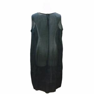 HaaT ISSEY MIYAKE キャミソールワンピース ひざ丈 フロント総柄 薄手 ブラック 3 GY09