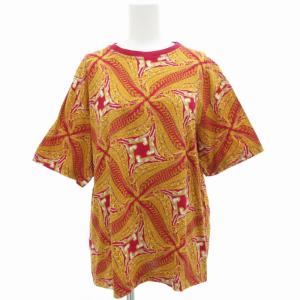 Tシャツ カットソー 半袖 クルーネック 総柄 赤 レッド