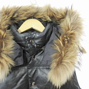 JOURNAL STANDARD 美品 ダウンベスト ジャケット ラムスキン ラムレザー ラクーンファー フーディ 黒 1119 GY09
