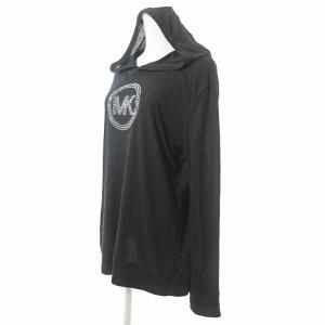 MICHAEL Michael Kors パーカー プルオーバー 長袖 ニット ビジュー ロゴ L 黒 1118 GY09