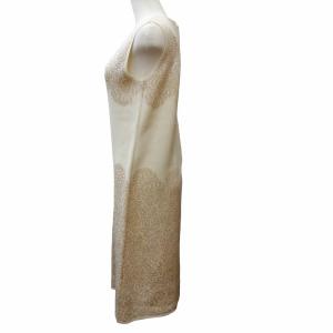 Max Mara 美品 ノースリーブ ワンピース ひざ丈 光沢 クリーム M GY09