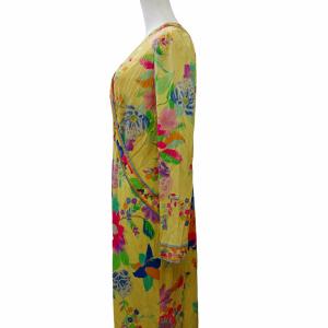 LEONARD FASHION ヴィンテージ 花柄 ワンピース シルク イエロー 11AR Mサイズ相当 GY09