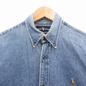 RALPH LAUREN シャンブレーシャツ ボタンダウン 長袖 デニム地 9 インディゴブルー