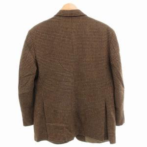 Aquascutum テーラードジャケット ブレザー 2B サイドベンツ チェック ウール BE-4 茶 ブラウン