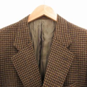 Aquascutum テーラードジャケット ブレザー 2B サイドベンツ チェック ウール BE-4 茶 ブラウン