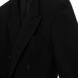 YVES SAINT LAURENT テーラードジャケット ブレザー ウール ダブル 背抜き A4 S 黒 ブラック