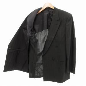 ARMANI COLLEZIONI テーラードジャケット ブレザー ダブル ストライプ ピークドラペル 50 チャコールグレー