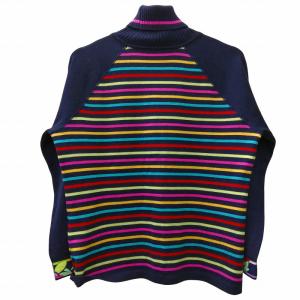 LEONARD SPORT タートルネック ボーダーニット 長袖 ウール ネイビー系 42 Mサイズ相当 GY09