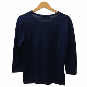 LEONARD ニットカットソー 七分丈 シルク混 薄手 ネイビー L GY09