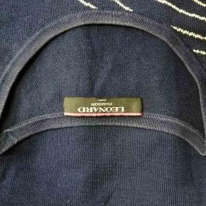 LEONARD ニットカットソー 七分丈 シルク混 薄手 ネイビー L GY09