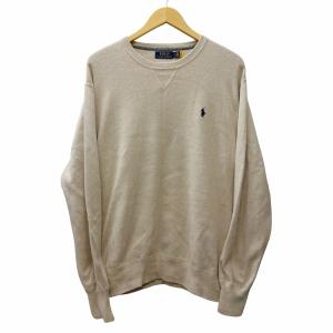 美品 ロゴ刺繍 トレーナー コットン ベージュ XL GY09