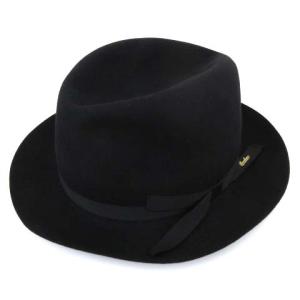 フェルト ハット ロゴリボン ラビット 帽子 中折れ帽 59 黒 ブラック S