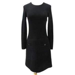 ワンピース ドッキング リブニット 切替え フレアスカート 36 Sサイズ