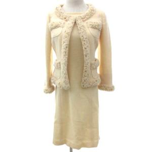 スーツ アンサンブル ワンピース ジャケット ツイード アイボリー セットアップ 1 S