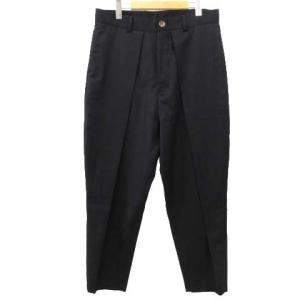美品 タック トラウザー サルエル パンツ ウール 無地 国内正規 日本製 50 Lサイズ 黒 ブラック