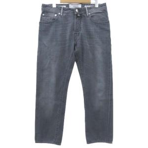 デニム パンツ USED加工 テーパード セルビッジ ジーンズ イタリア製 33 グレー