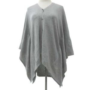 12年製 ニット カーディガン アルパカ混 ドルマン ポンチョ Vネック トップス イタリア製 S グレー