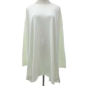 13年製 ロング ニット カットソー ワンピース フレア サイドジップ 長袖 イタリア製 M 白 ホワイト