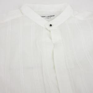 SAINT LAURENT PARIS 17SS ドレスシャツ 長袖 ストライプ 薄手 オーバーサイズ 約Lサイズ ホワイト