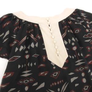 Christian Dior 美品 シルク チュニック ネイティブ柄 シフォン ブラウス フリル袖 トップス イタリア製 国内正規 34 約Sサイズ 黒 ブラック