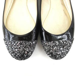 JIMMY CHOO バレエシューズ フラットシューズ グリッター ラメ パテントレザー