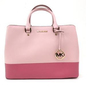 21年購入品 タグ付き 2WAY ショルダー トート バッグ ロゴチャーム バイカラー サフィアーノレザー