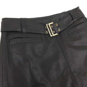 HUGO BOSS レザー スカート ミニ 羊革 ベルト付き 36 ブラック