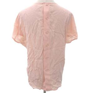 Christian Dior リボン刺繍入りシルクシフォンブラウス L ピンク