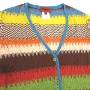 MISSONI ニット カーディガン マルチカラー ボーダー トップス 長袖 イタリア製 42 Lサイズ