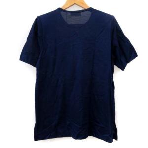 YVES SAINT LAURENT ヴィンテージ ニット カットソー 半袖 クルーネック ネイビー タグ付き