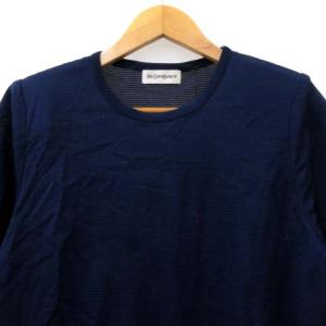 YVES SAINT LAURENT ヴィンテージ ニット カットソー 半袖 クルーネック ネイビー タグ付き