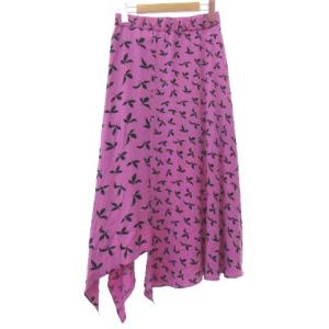 Diagram GRACE CONTINENTAL 18年 ロングスカート リーフ柄 スリット アシンメトリー 38 パープル