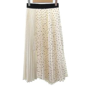18SS プリーツ切替ドットロングスカート ホワイト