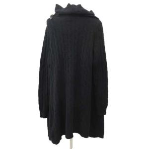 POLO RALPH LAUREN ケーブル ニット ジャケット カーディガン カシミヤ混ウール ポンチョ S 黒