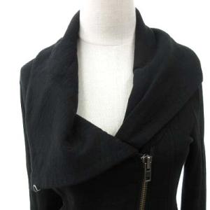 Helmut Lang アシンメトリー ジャケット スウェット 2way ジップアップ レーヨン M ブラック