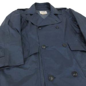 HERMES トレンチコート ロング シルク混 ジャケット 紺