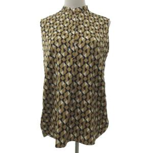 UNITED ARROWS 20SS セットアップ ジオメトリックプリント ブラウス ＆ パンツ 上下 総柄 36 Mサイズ ベージュ